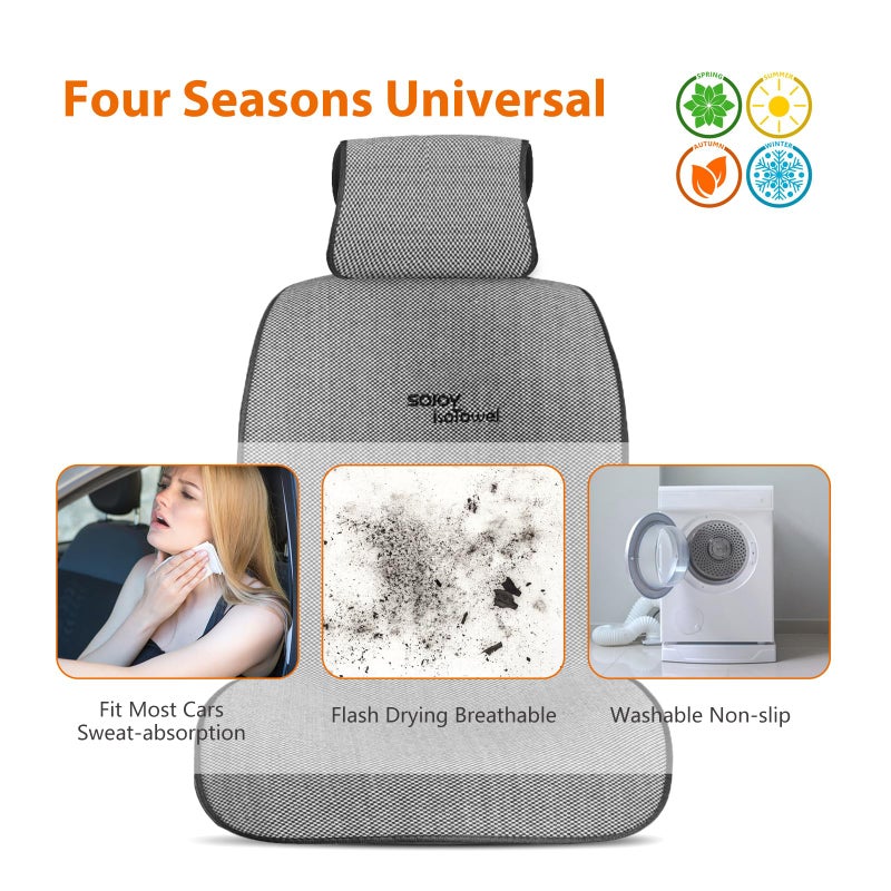 Sojoy IsoTowel Car Seat Cover for Front Seat,Breathable Fabric with Non-Slip Bottom,Comfort Car Seat Protector for Cold Weather (Black & White) - Image 3